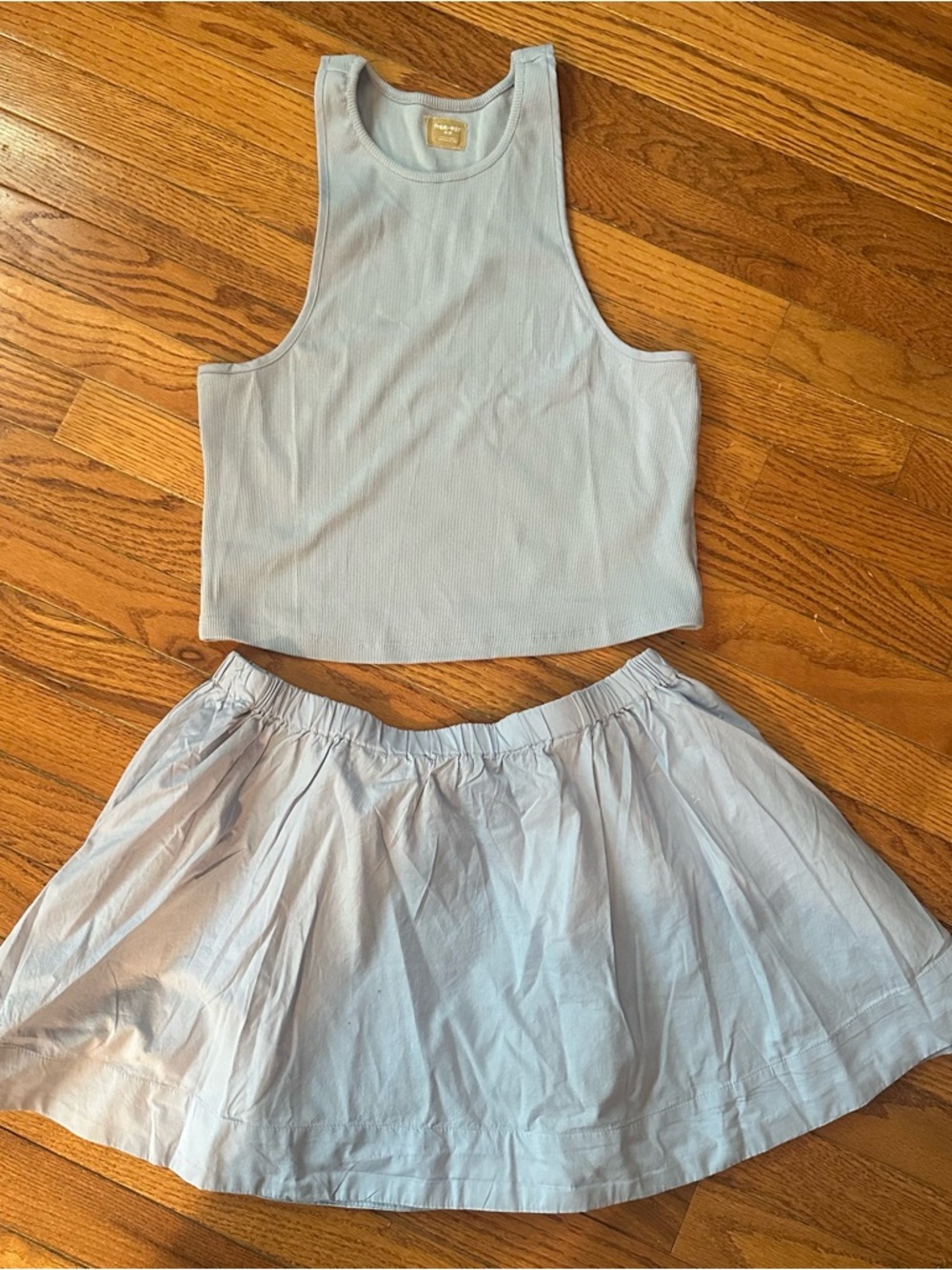 Free People Milani Set Blue Snowflake Mini Skirt Crop Top Beach Set Size M NWT - Picture 3 of 5